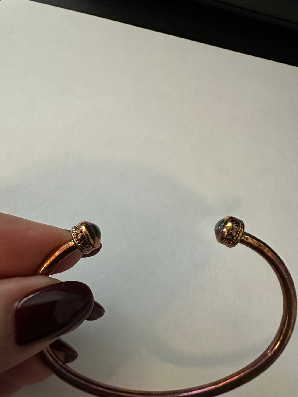 Anna Beck Copper Open Cuff Bracelet with Beaded Endcaps